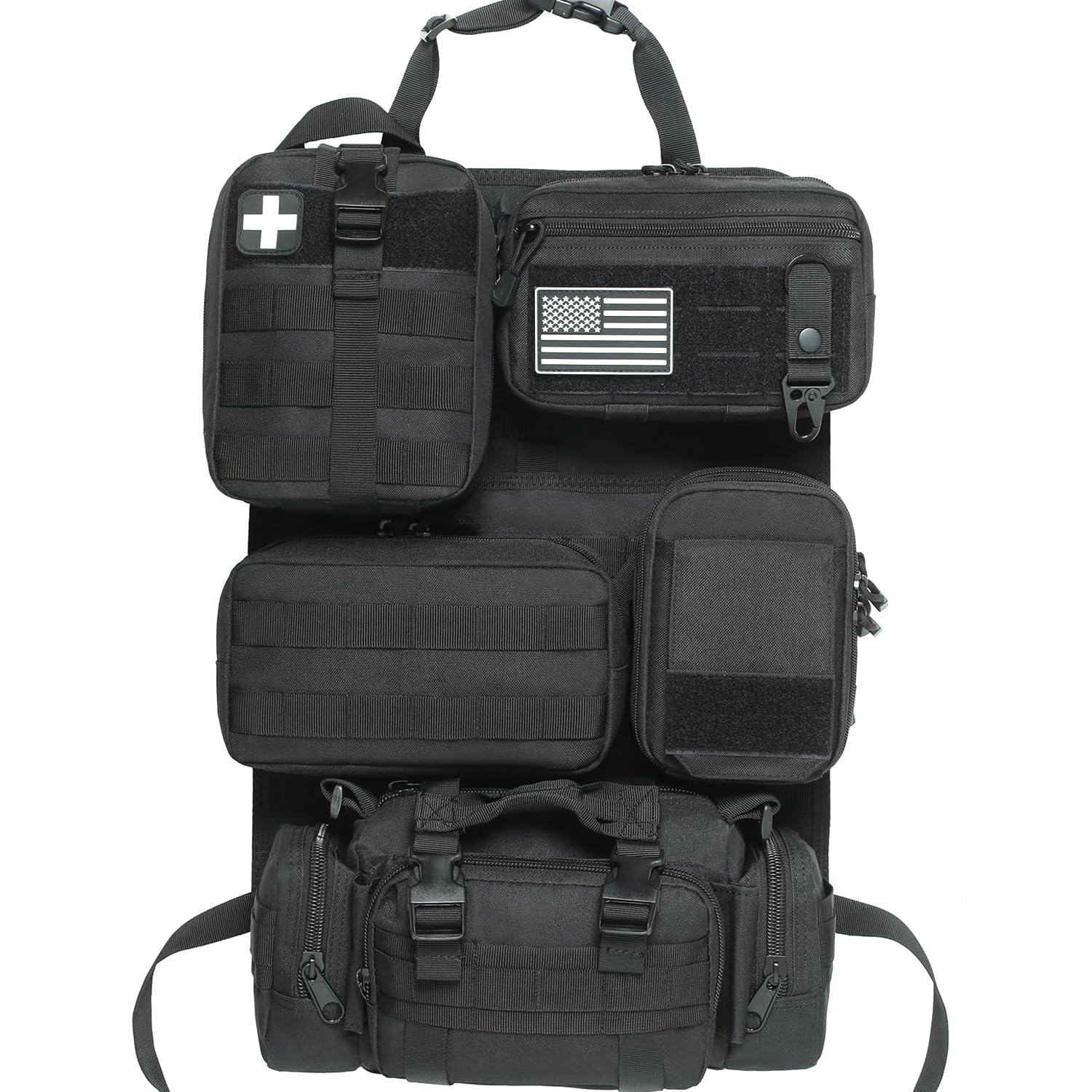 6 Pack Tactical Molle Car Seat Back Organizer - Tactical Vehicle Panel Organizer