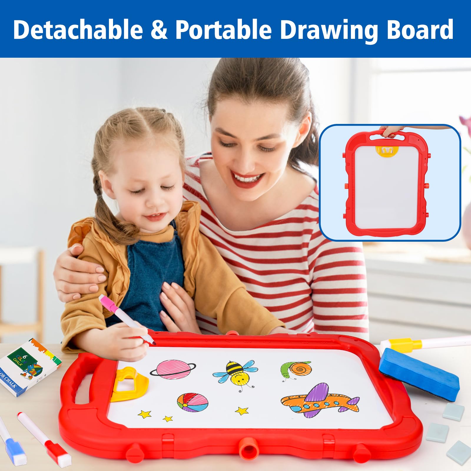 Double-Sided Magnetic Art Easel for Kids