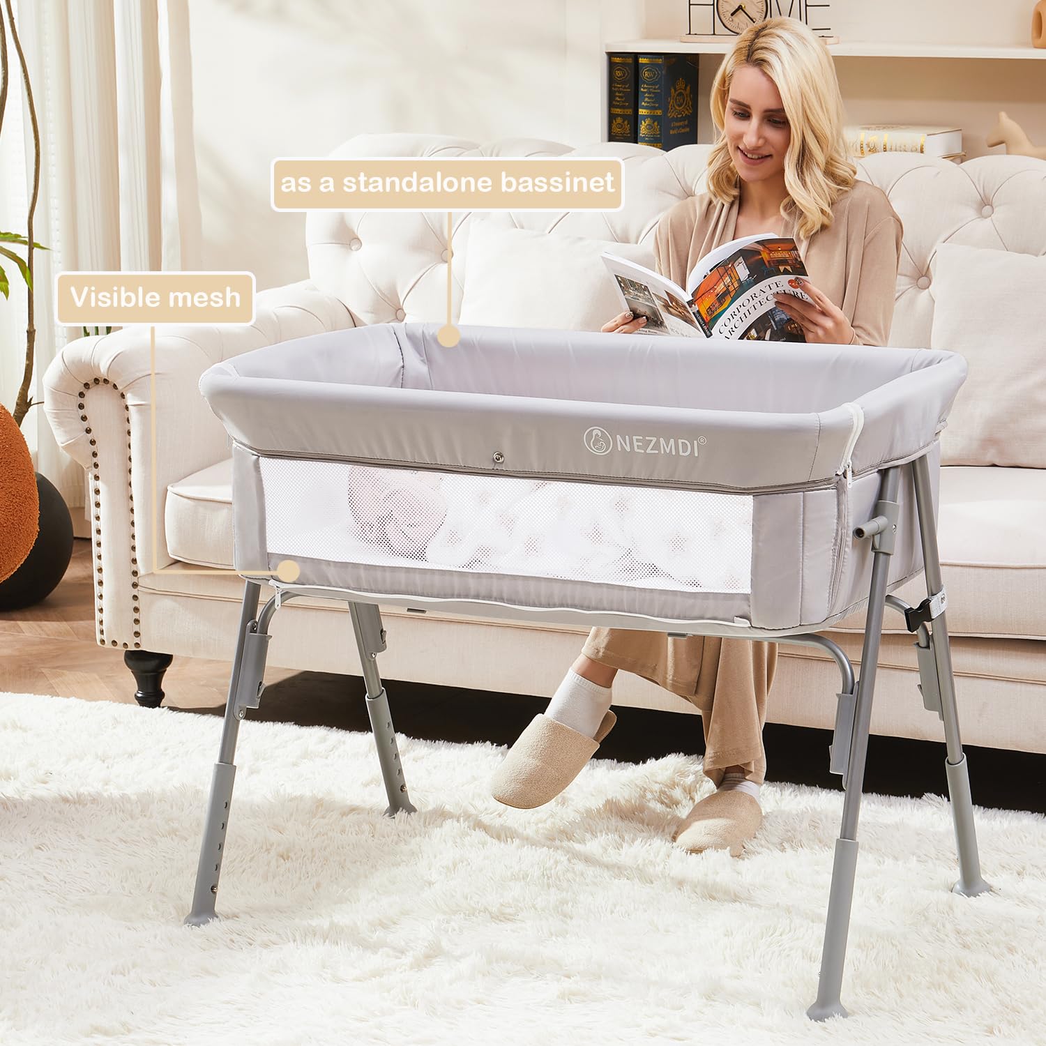Adjustable Bedside Bassinet with Mosquito Net