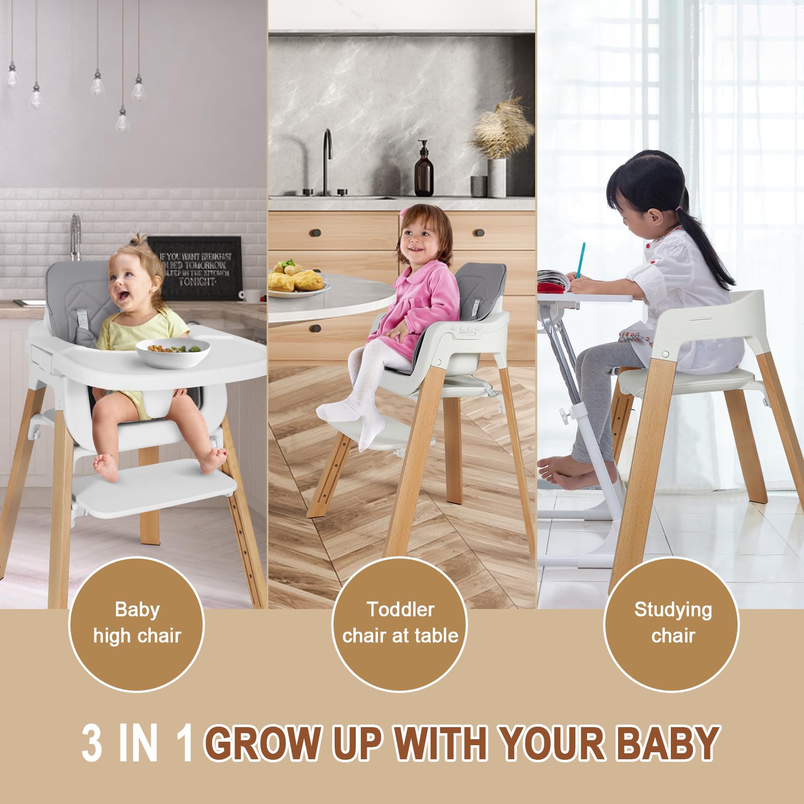 5-in-1 Convertible High Chair with Removable Tray