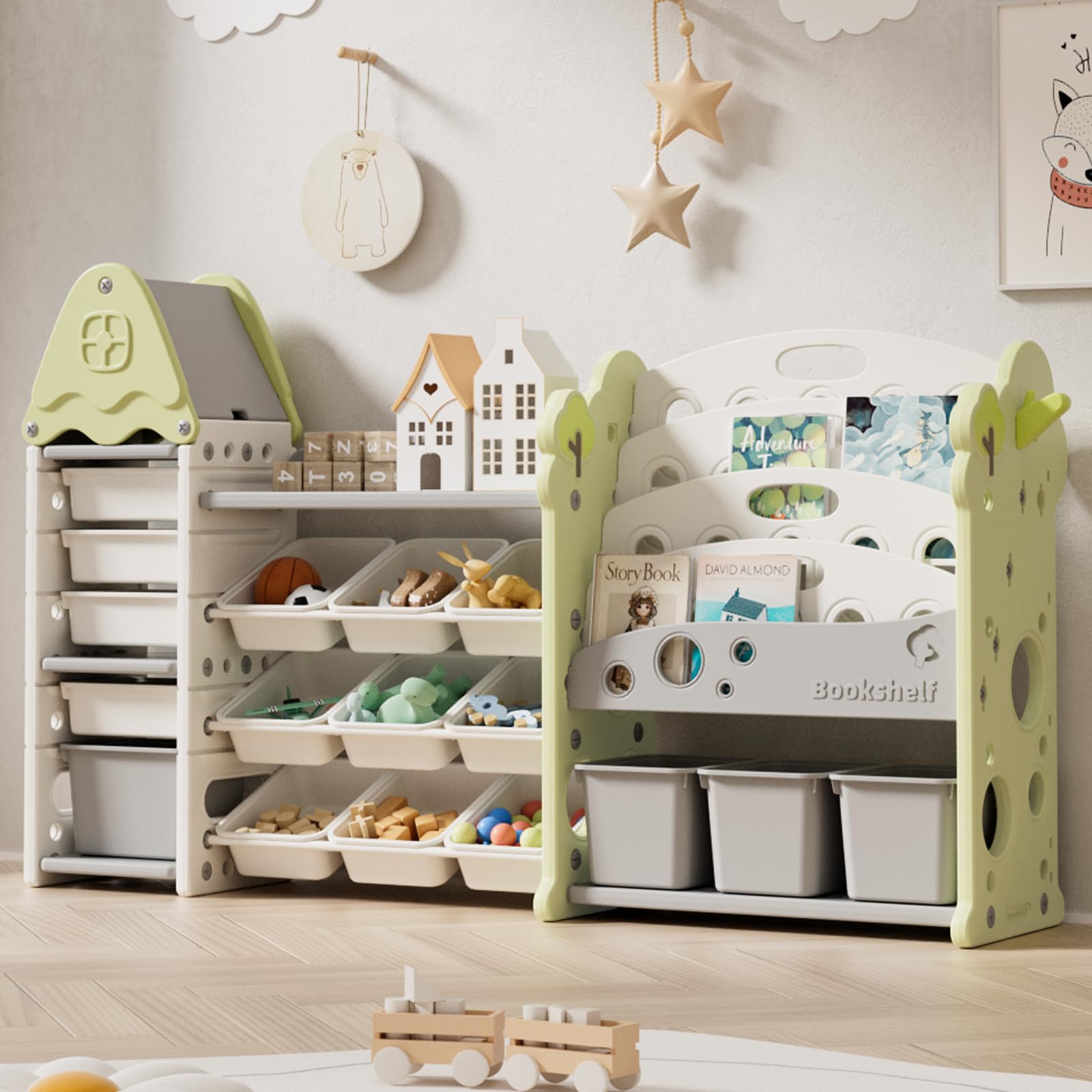 Castle-Shaped Toy Storage Organizer with 17 Bins