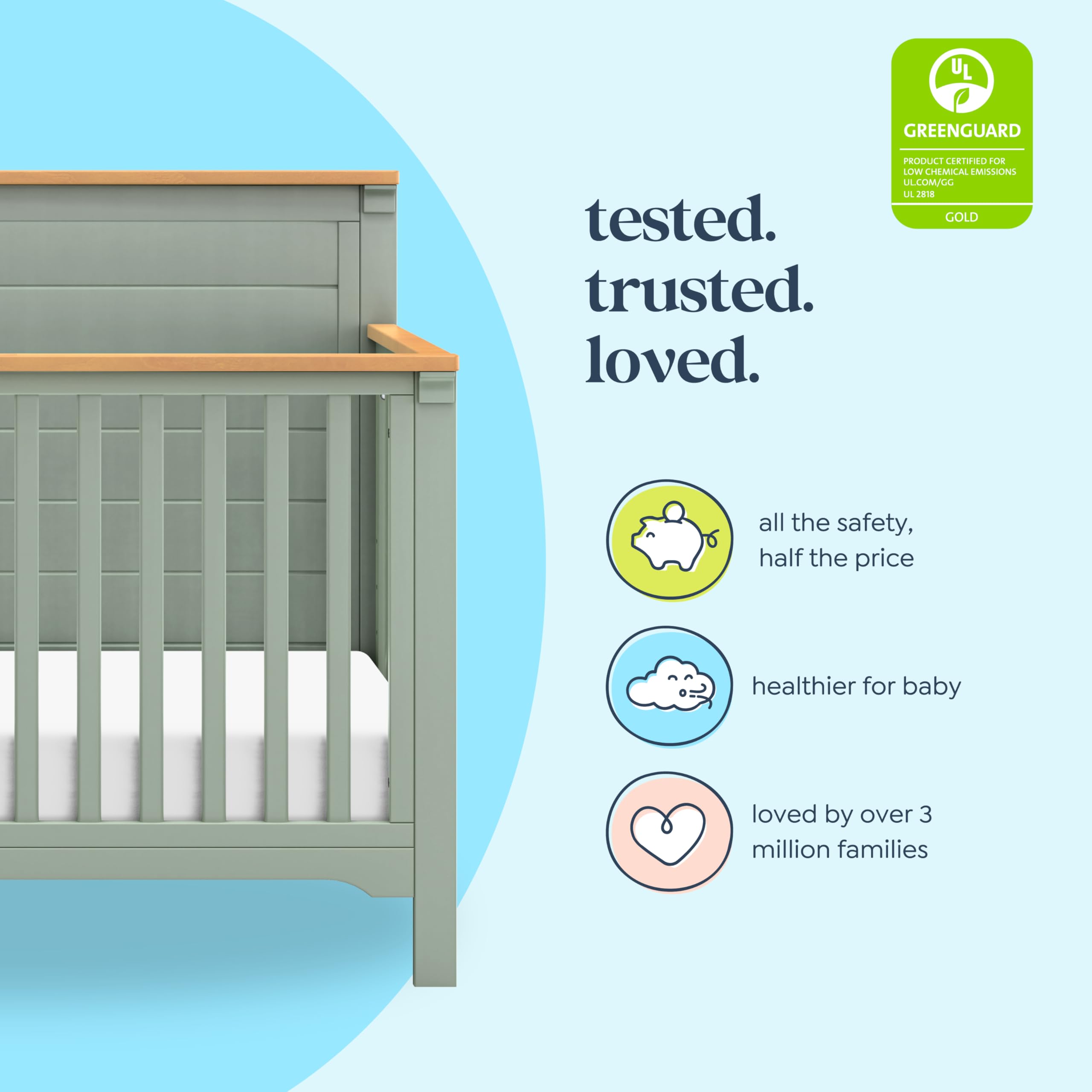 4-in-1 Convertible Baby Crib with Adjustable Heights
