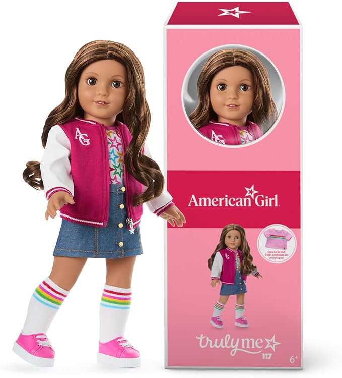 Truly Me 18-inch Doll #116 with Light-Blue Eyes, Wavy Purple-and-Pink Hair, Light Skin