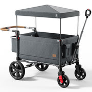 Side-unzip Wagon Stroller for 2 Kids, Push Pull Stroller with Adjustable Handle