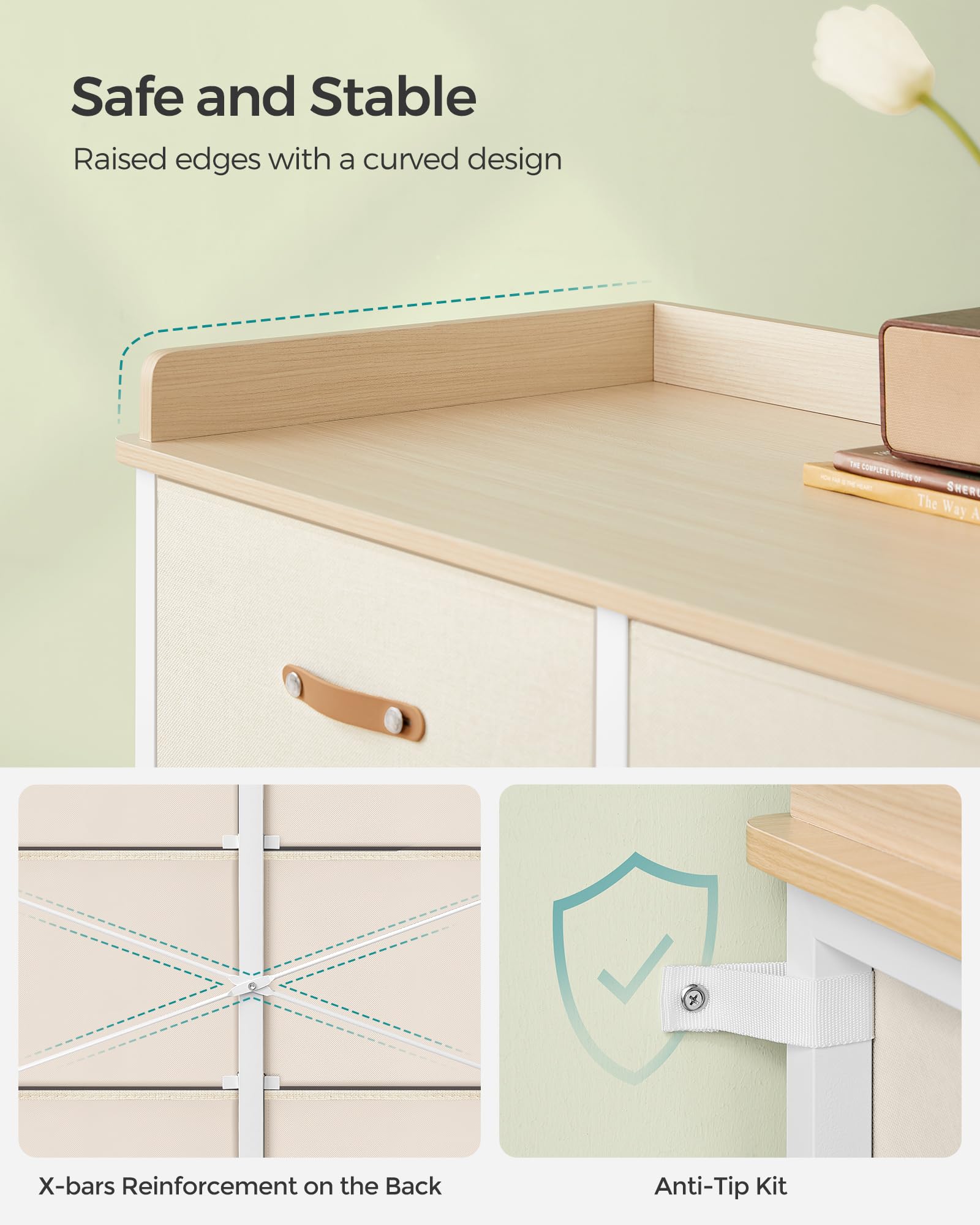 Kids Dresser with 6 Drawers Water-Resistant Storage Organizer