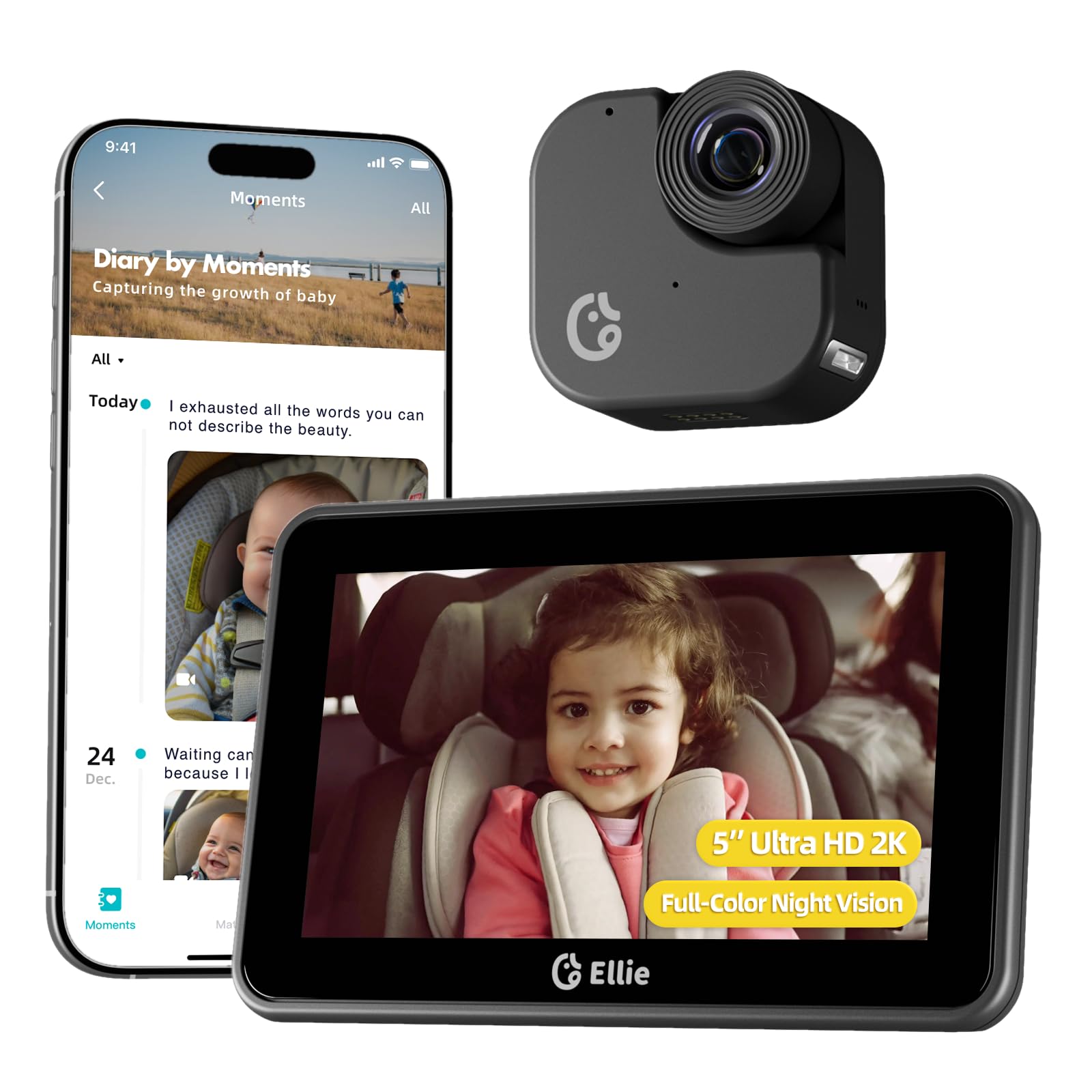 Monitor, 2K UHD Backseat Monitor with Color Night Vision