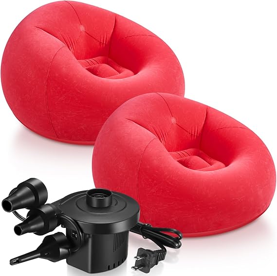 2 Pcs Inflatable Bean Bag Chairs with Electric Air Pump