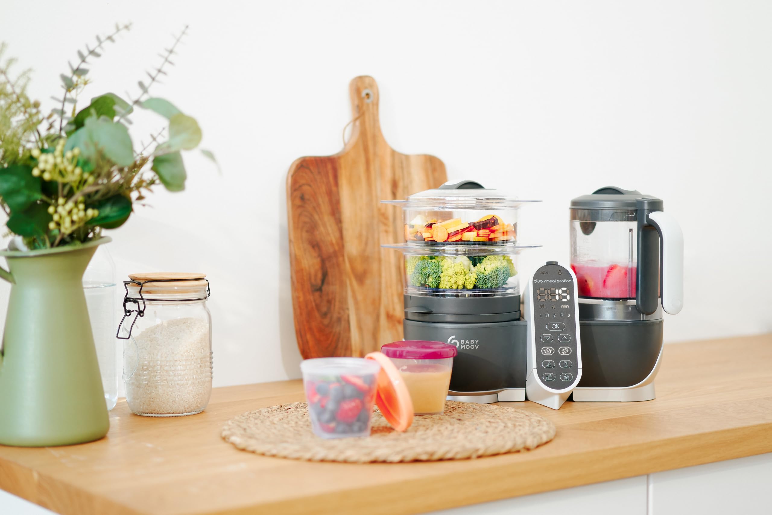Meal Station Grey: Multi-Speed Baby Food Maker Steamer and Puree Blender