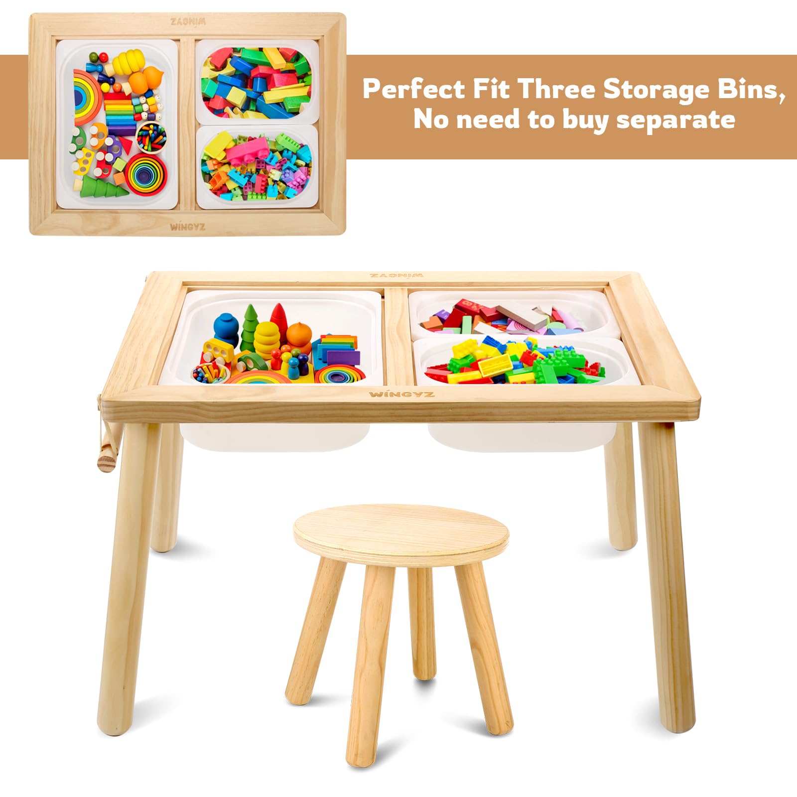 Kids Sensory Table and Chair Set with Storage Bins and Paper Roll