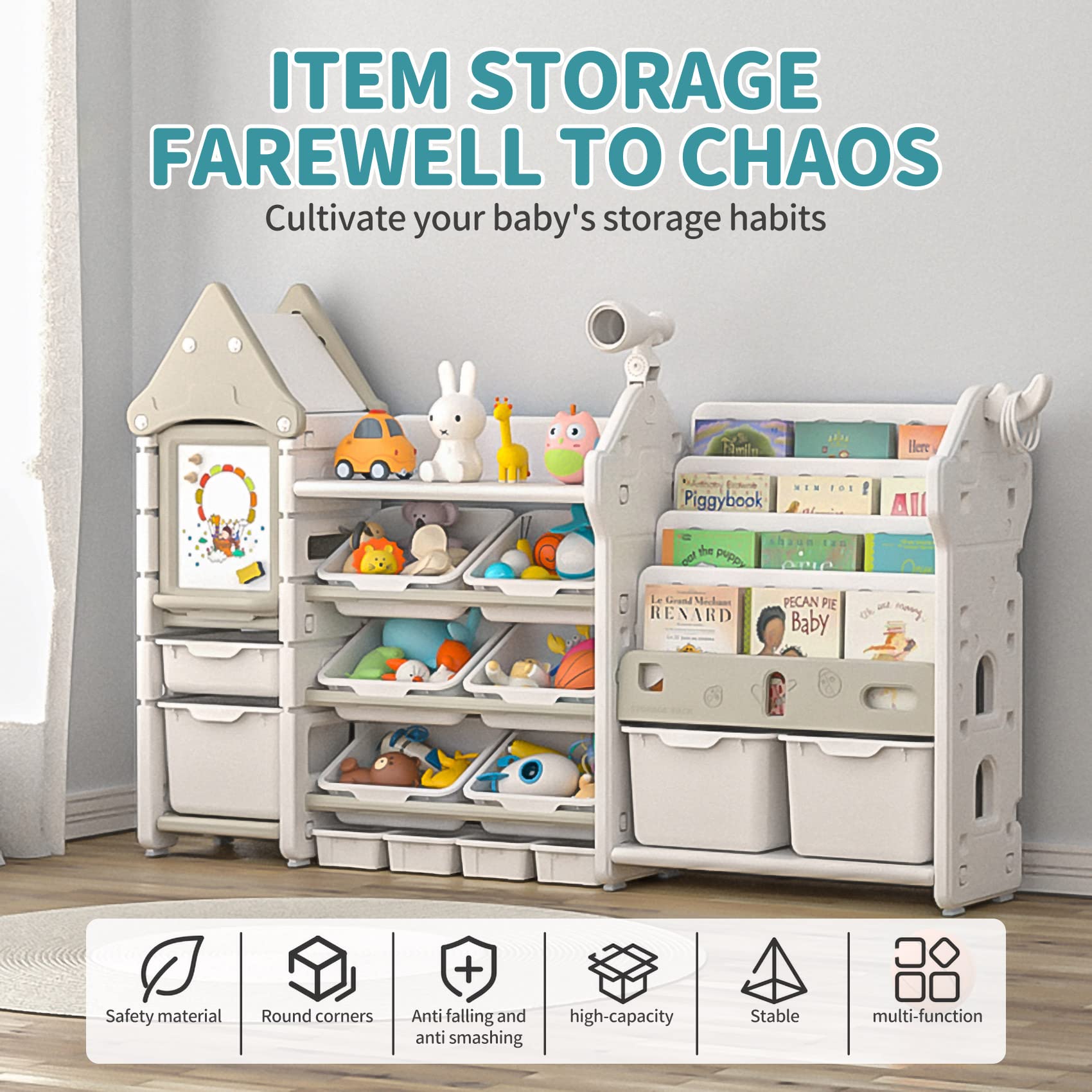 Kids Toy Storage Organizer with Bookshelf