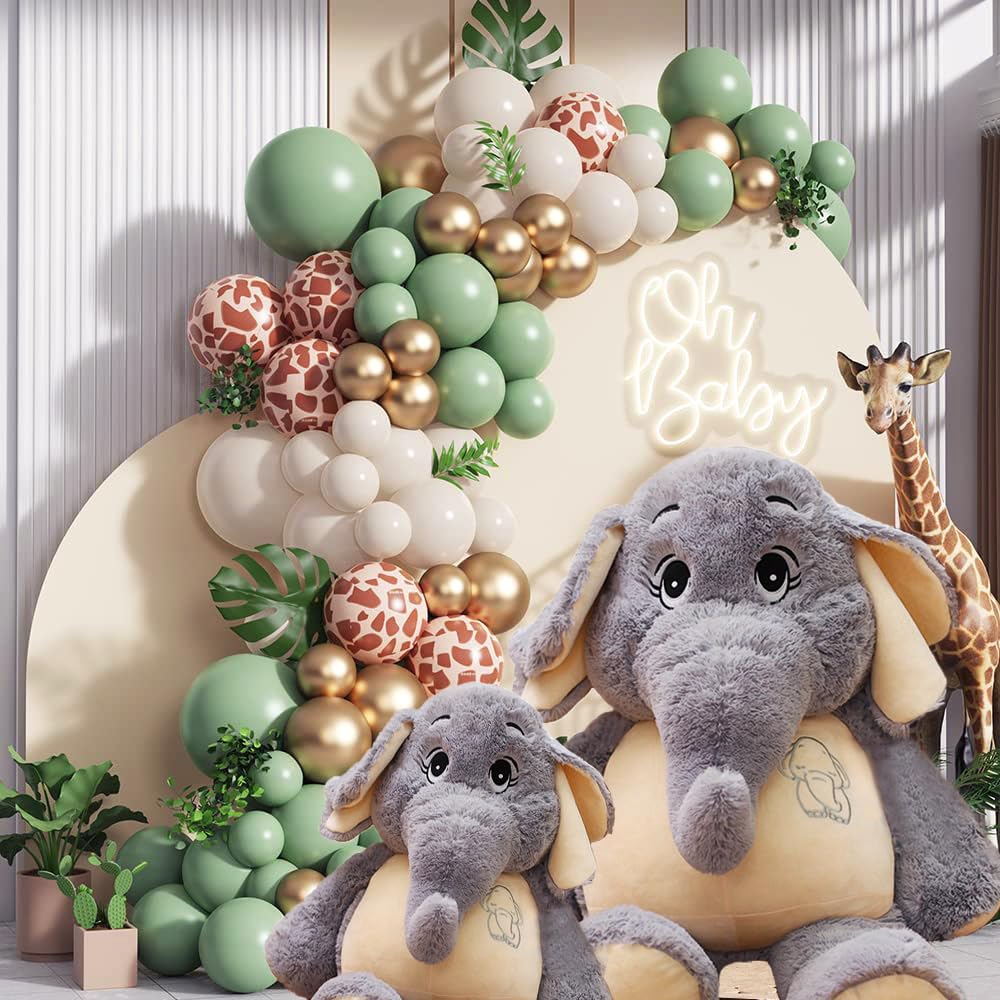 Large Soft Huggable Elephant Plush Toy, 27'' - Cute Fluffy Stuffed Elephant for Baby
