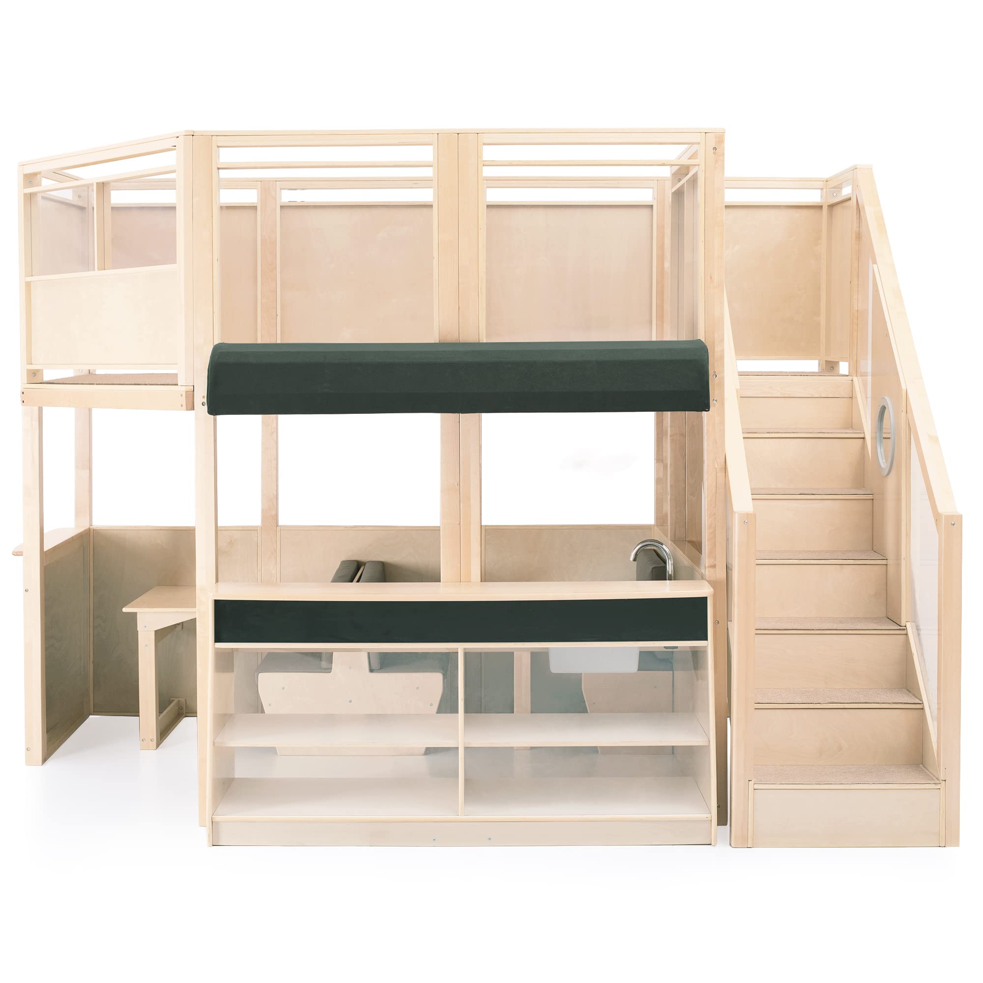 Wooden Indoor Play Kitchen Loft with Climber