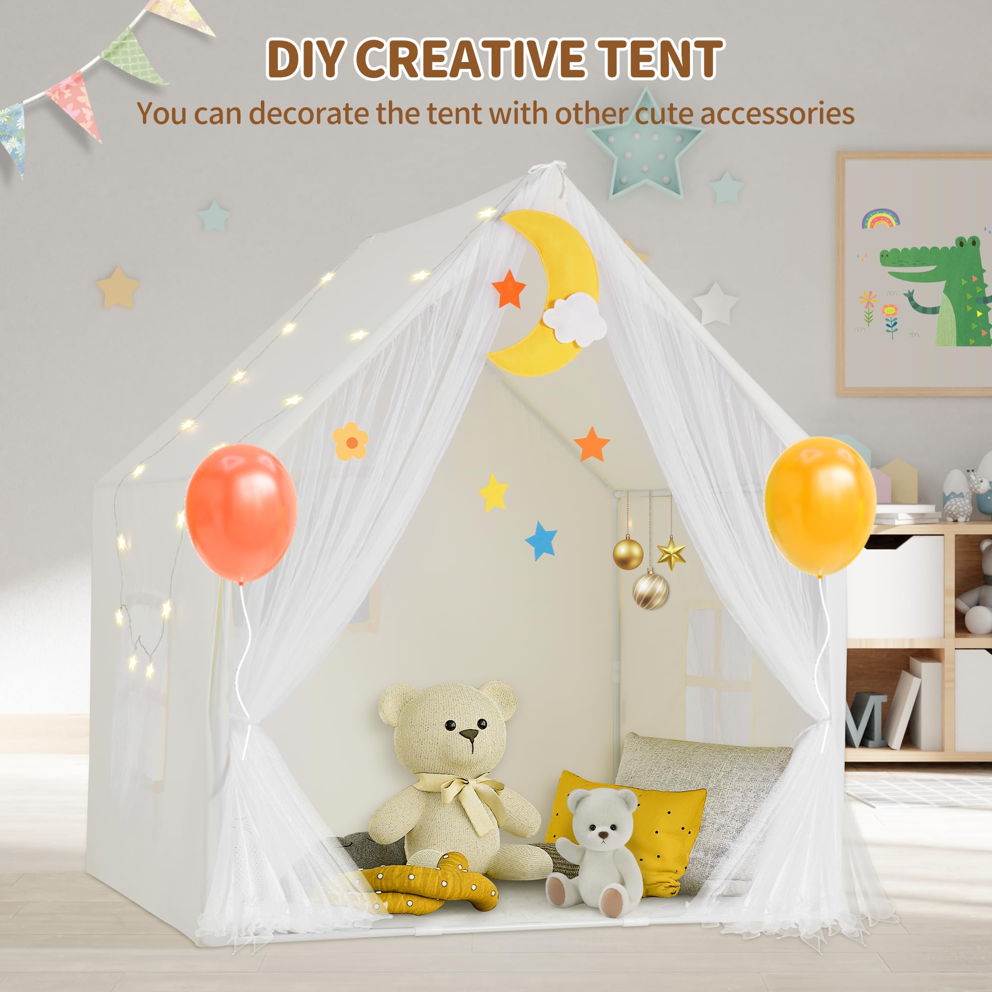 Princess Castle Play Tent with Mat and Star Lights
