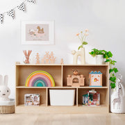 Wooden Montessori Toy Storage Shelf with 5 Open Sections for Kids