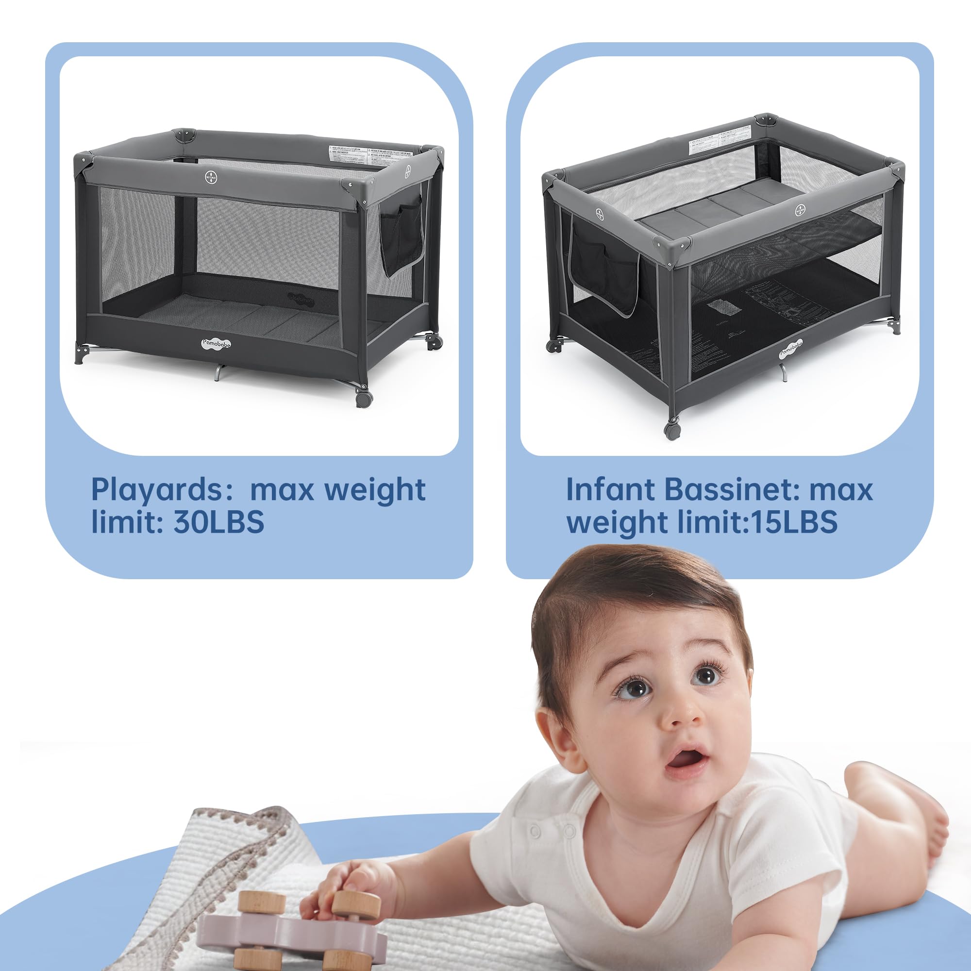 Portable Foldable Baby Playard with Bassinet