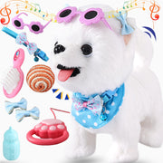 Walking Dog Toy for Kid Girl Puppy Toy Licking Barking with Leash