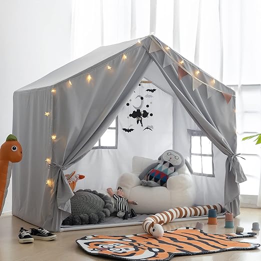 Tent with Padded Mat, Large Kids Tent Indoor Play Cottage