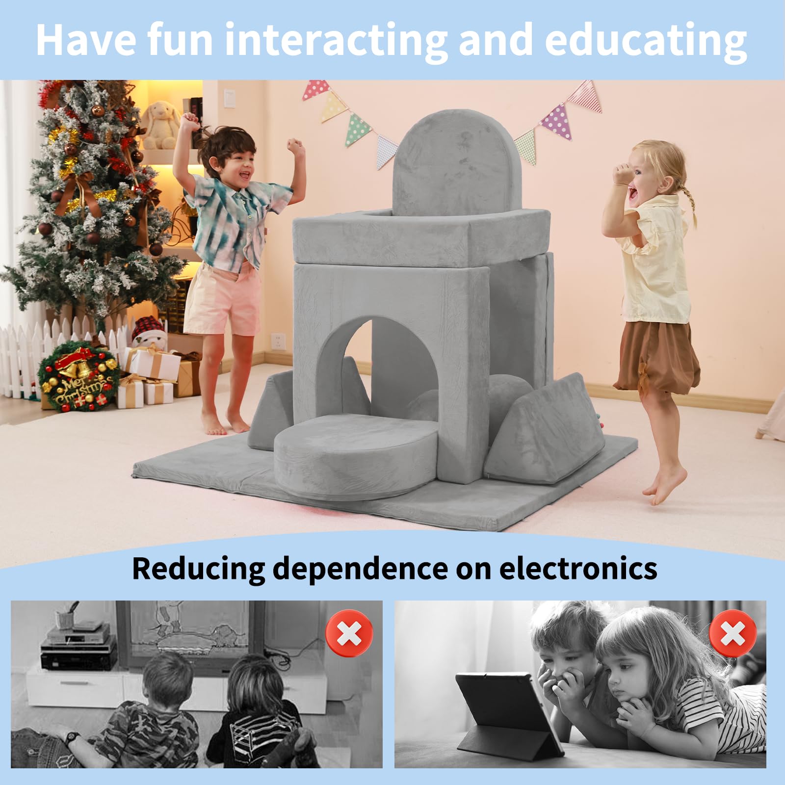 10-Piece Modular Kids Play Couch with Crawling Mat