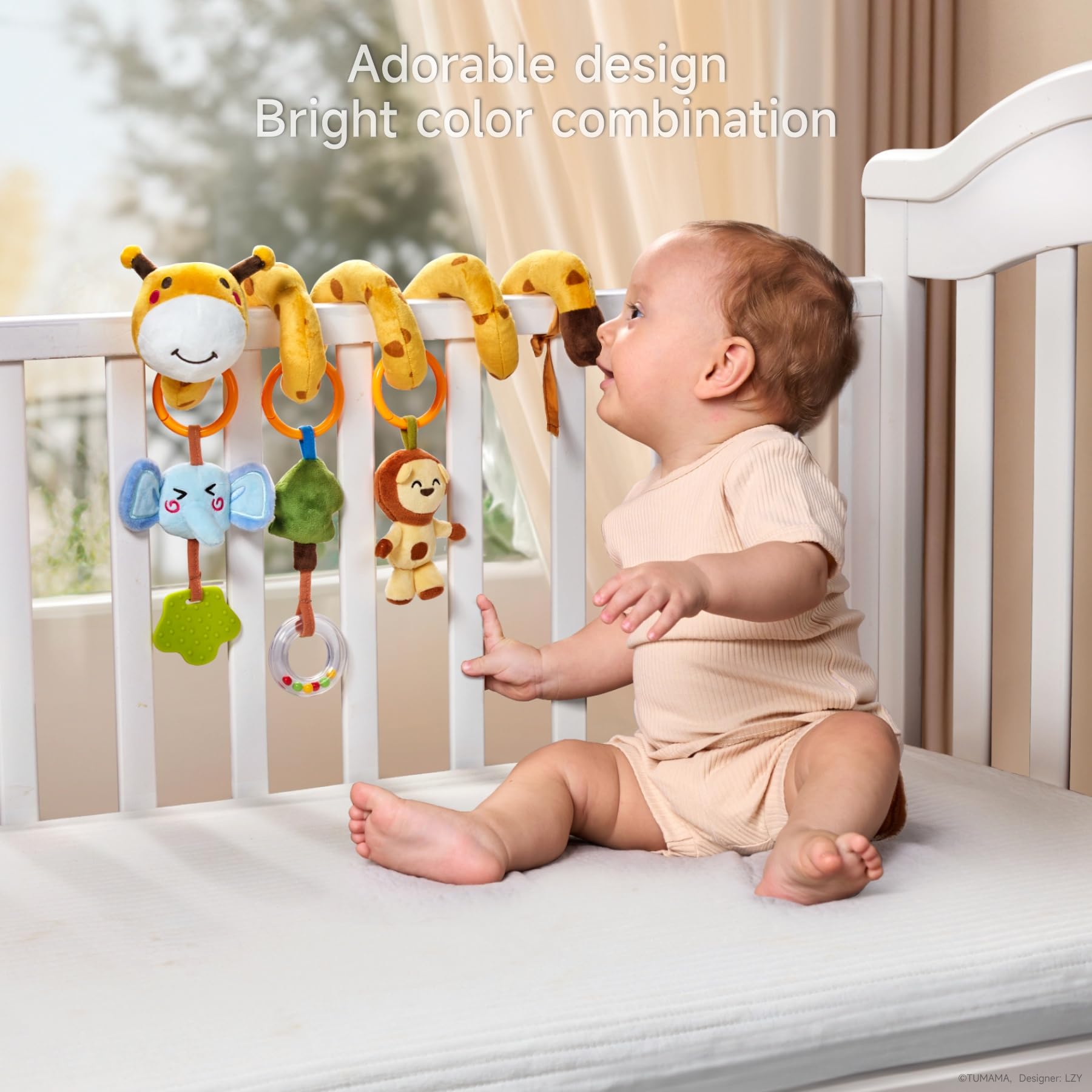 Spiral Car Seat & Stroller Activity Toy - Giraffe Textured Play Activity Toy