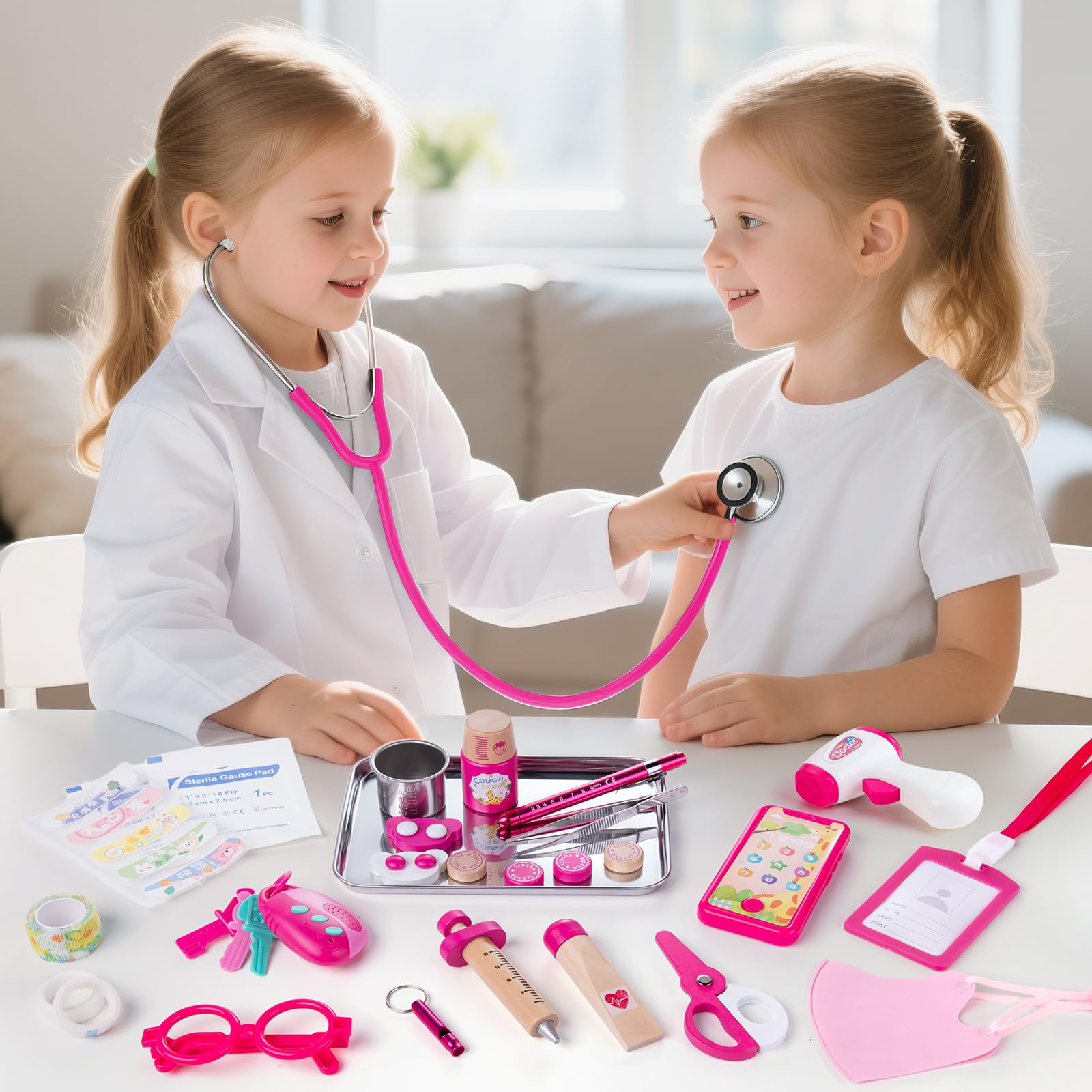 octor Kit for Girls, 34 Pcs Pretend Play Doctor Set，Doctor kit for Toddlers