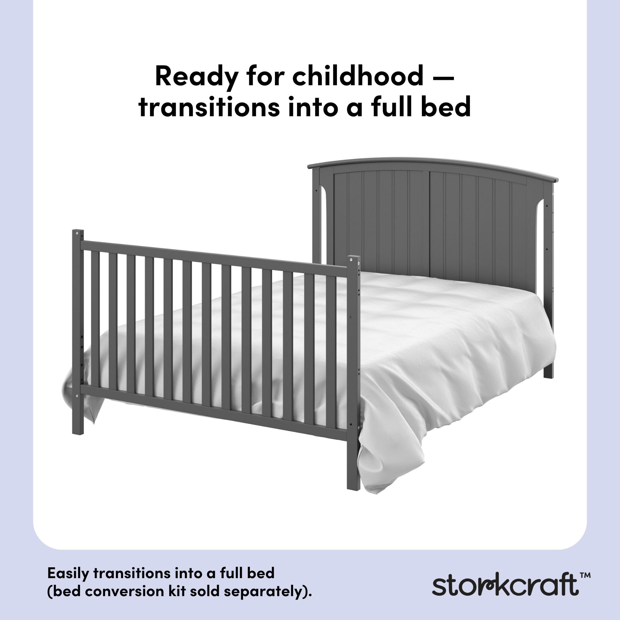 5-in-1 Convertible Crib with Changing Table and Drawer