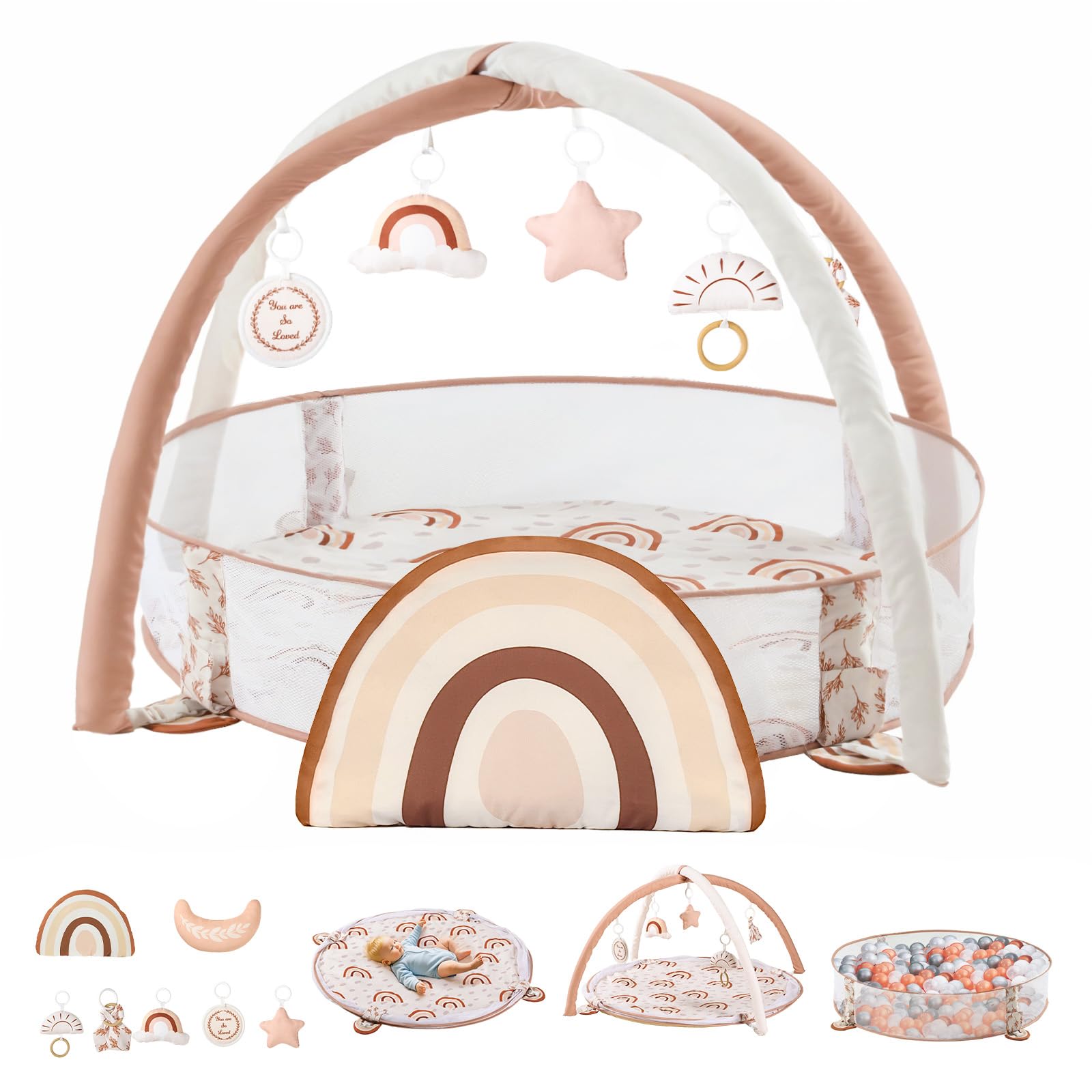 6-in-1 XL Large Baby Gym & Ball Pit, Play Mat & Play Gym, Combination Baby Activity Gym