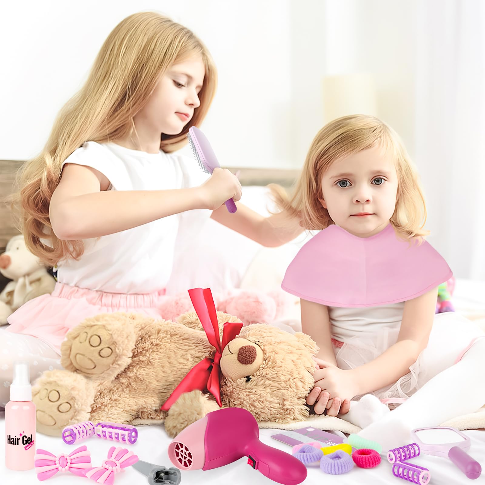 Salon Set, 32PCS Kids Beauty Salon Toy Kit,Pretend Play Hair