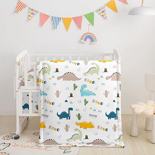 3pcs Nursery Crib Bedding Set with Comforter, Sheet & Skirt