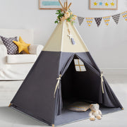 Kids Cotton Canvas Teepee Play Tent with Mat
