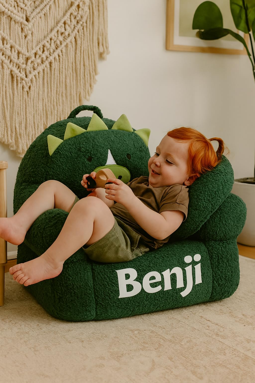 Personalized Plush Dinosaur Toddler Chair – Soft Kids Accent Chair for Boys & Girls