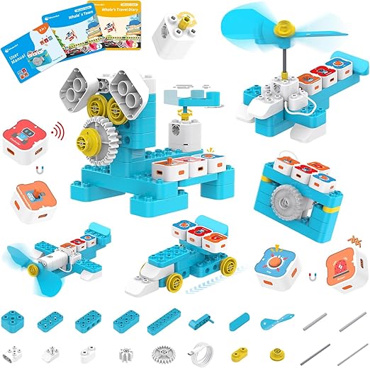 A3 12-in-1 STEM Blocks Coding Robot Kit for Kids, 61-Piece Educational Building