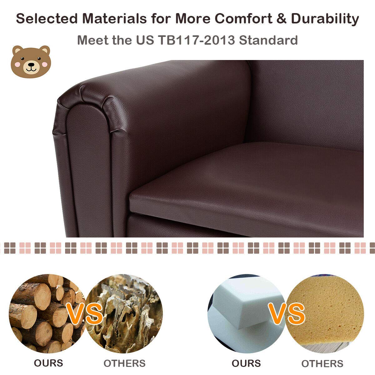 Kids Sofa with Storage - Double Seat Toddler Couch