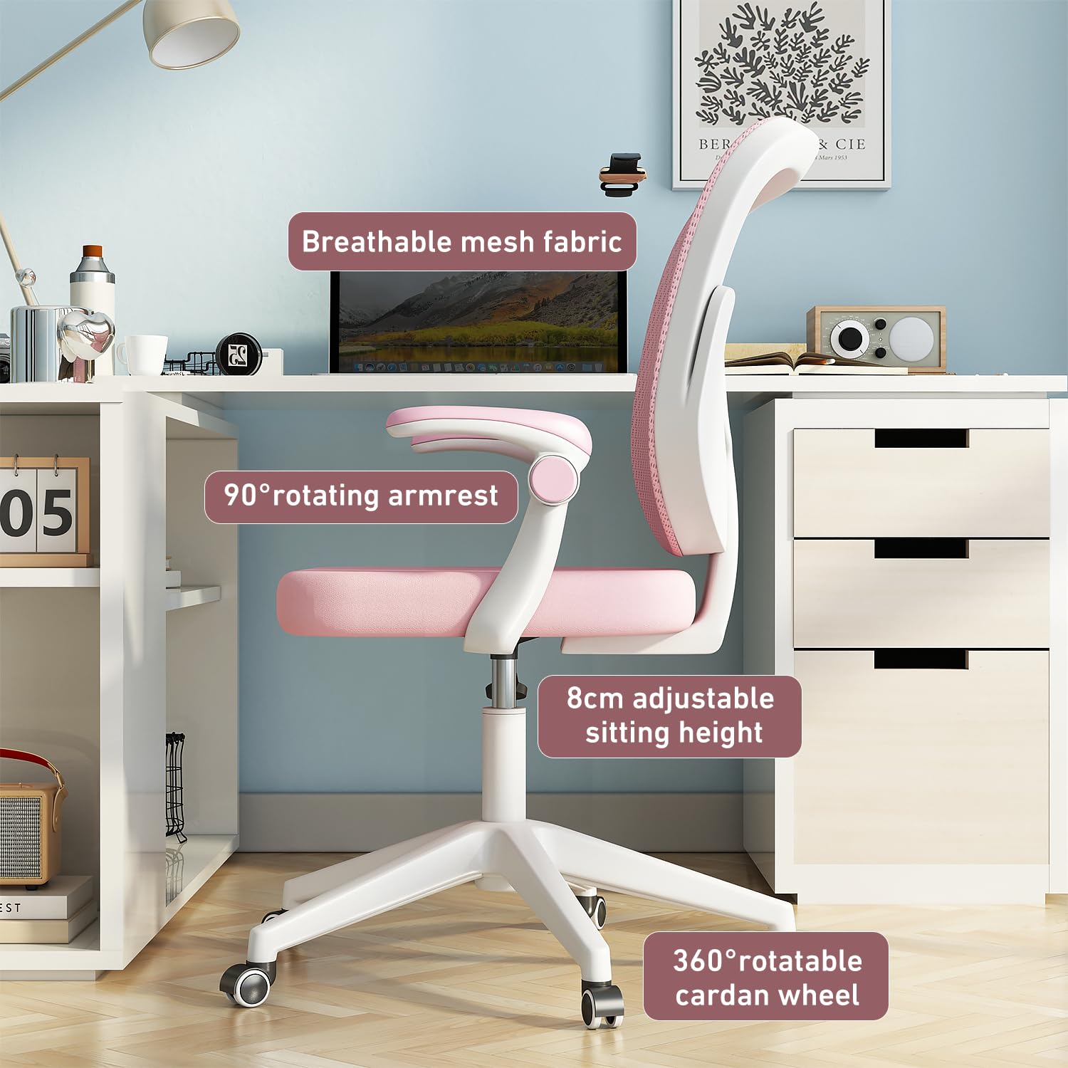 Ergonomic Kids Desk Chair with Adjustable Height and Wheels