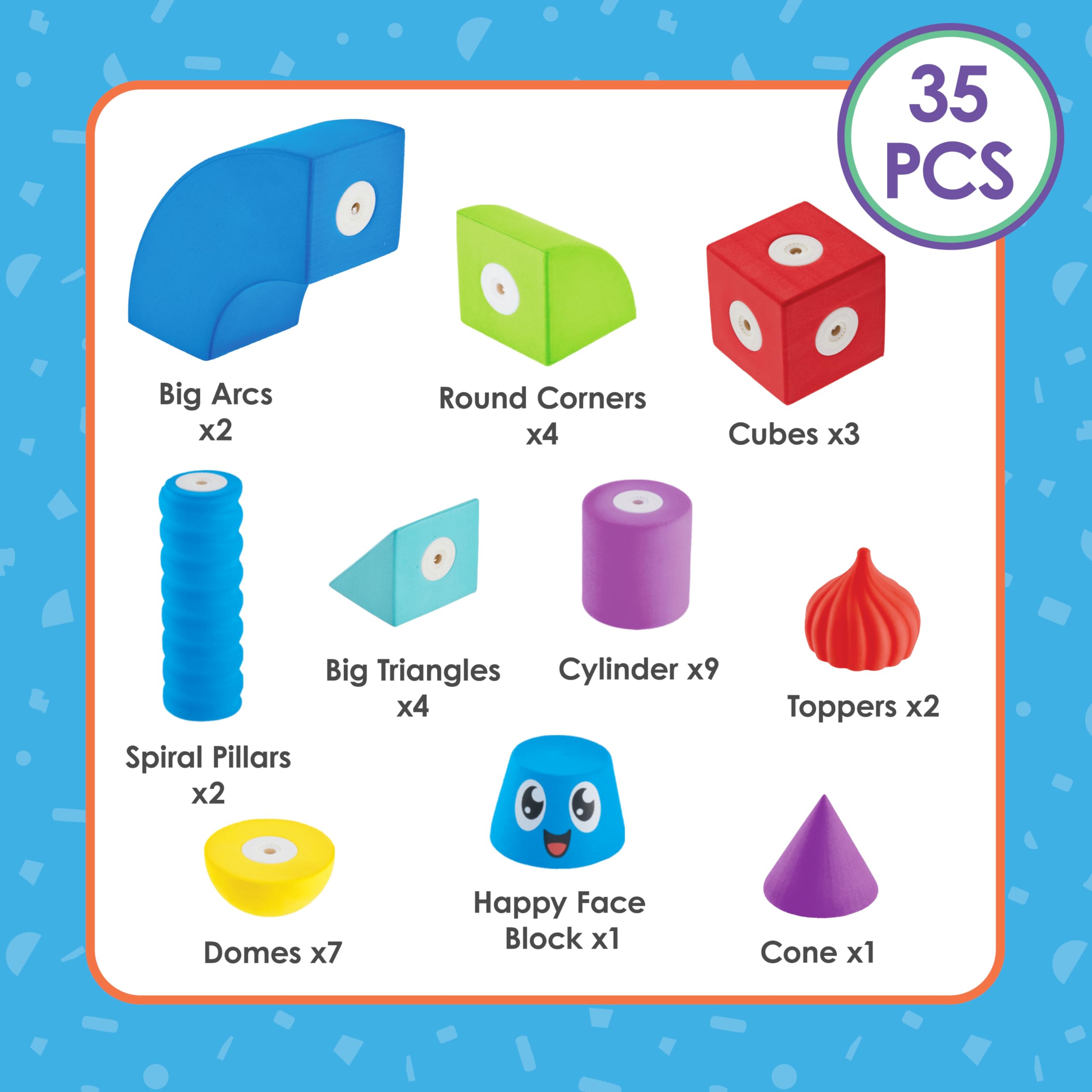 Lil' Jumbl Magnetic Foam – STEM Preschool Sensory Toys for Children, Toddlers, Boys and Girls – 35 Piece Castle Set, Bath Building Blocks, The Supreme Bath Toy, Engineering Toys for Kids 3-6
