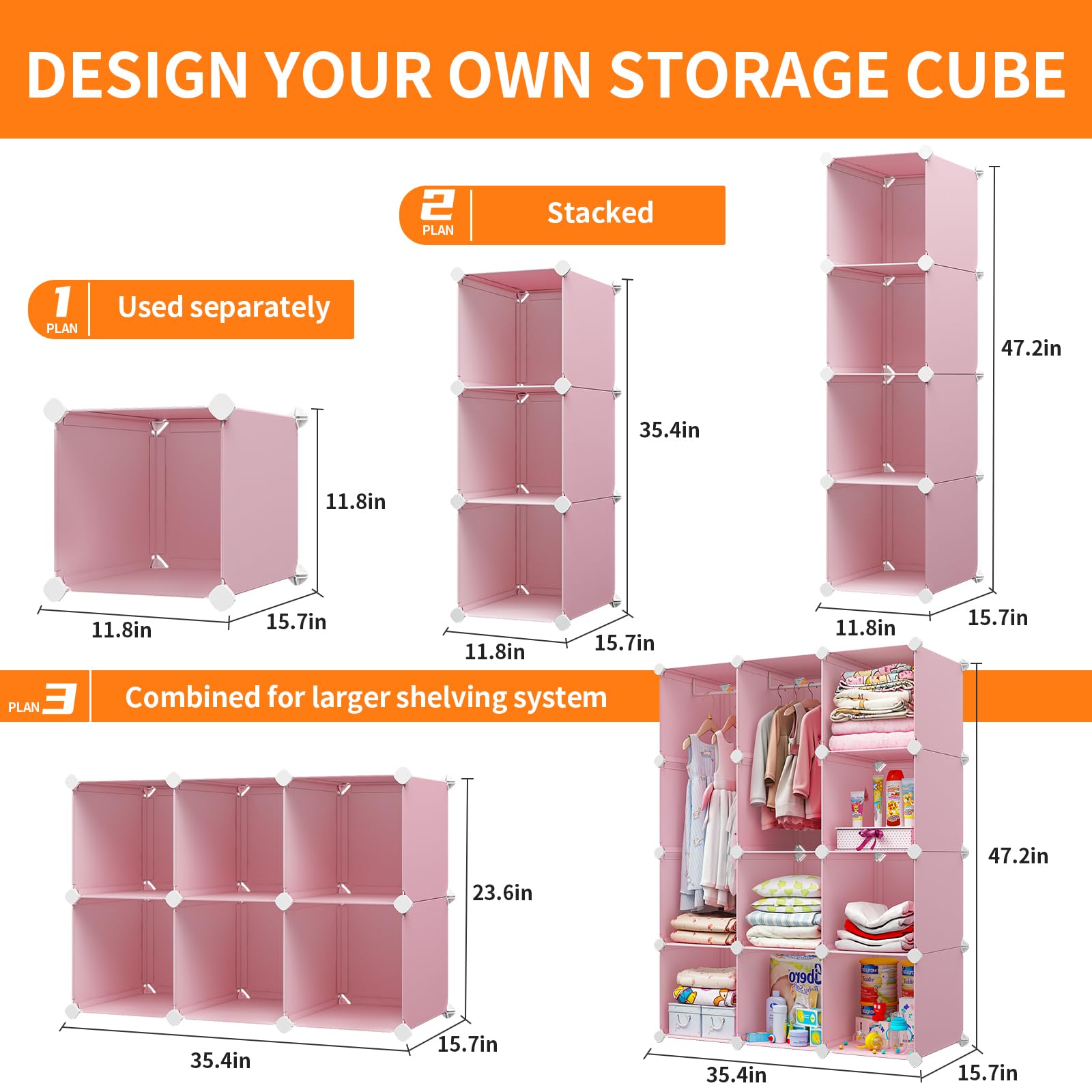 Baby Dresser Kids Closet Organizer Portable Wardrobe Storage Cabinet