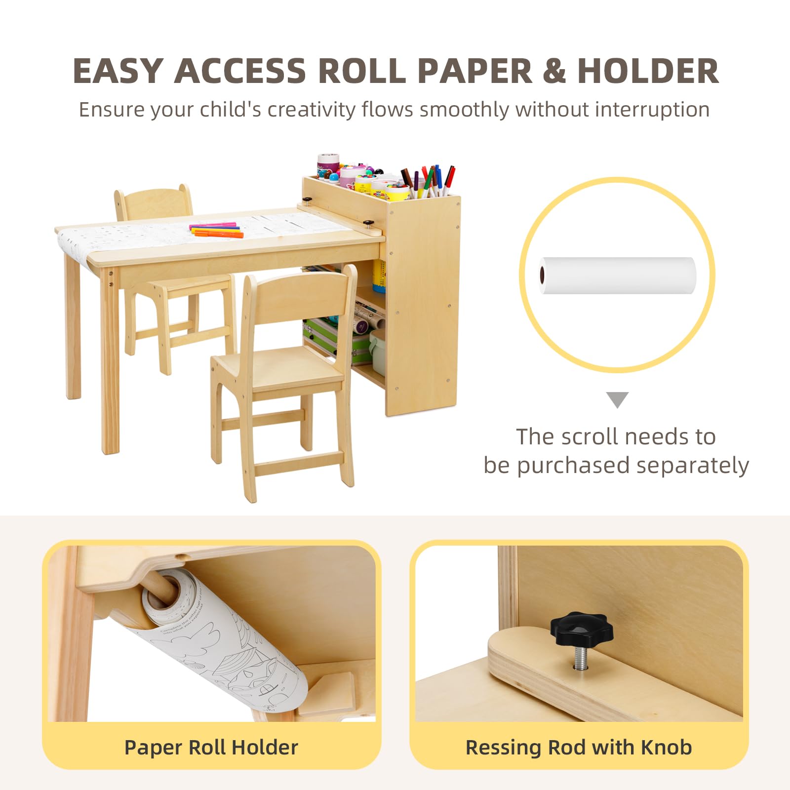 Kids Activity Table with Storage and 2 Chairs