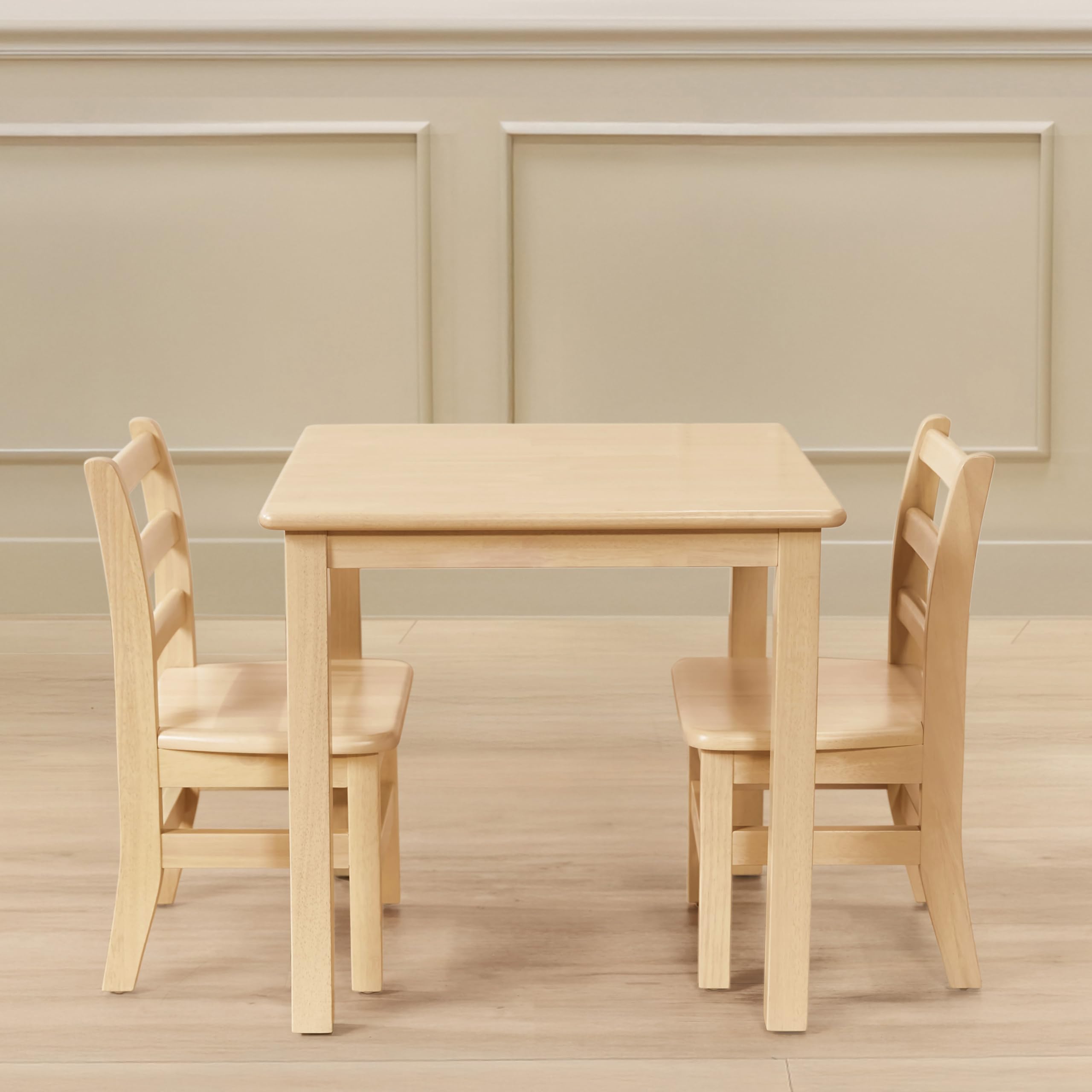 Express Kids Square Wood Table and 12in Chair Set, 24in x 24in