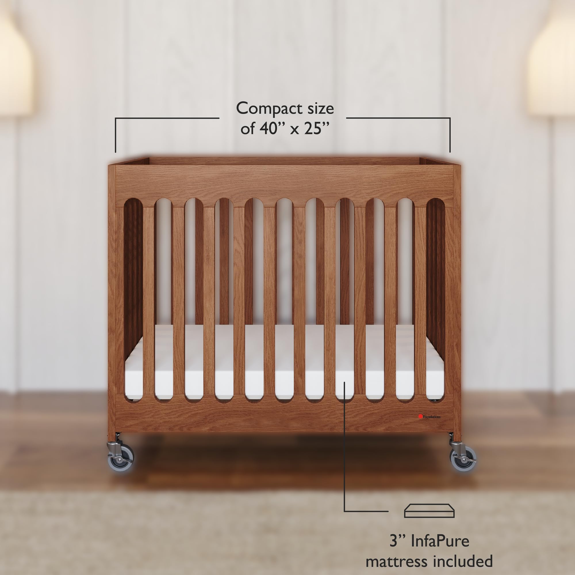Portable Folding Mini Crib with Foam Mattress