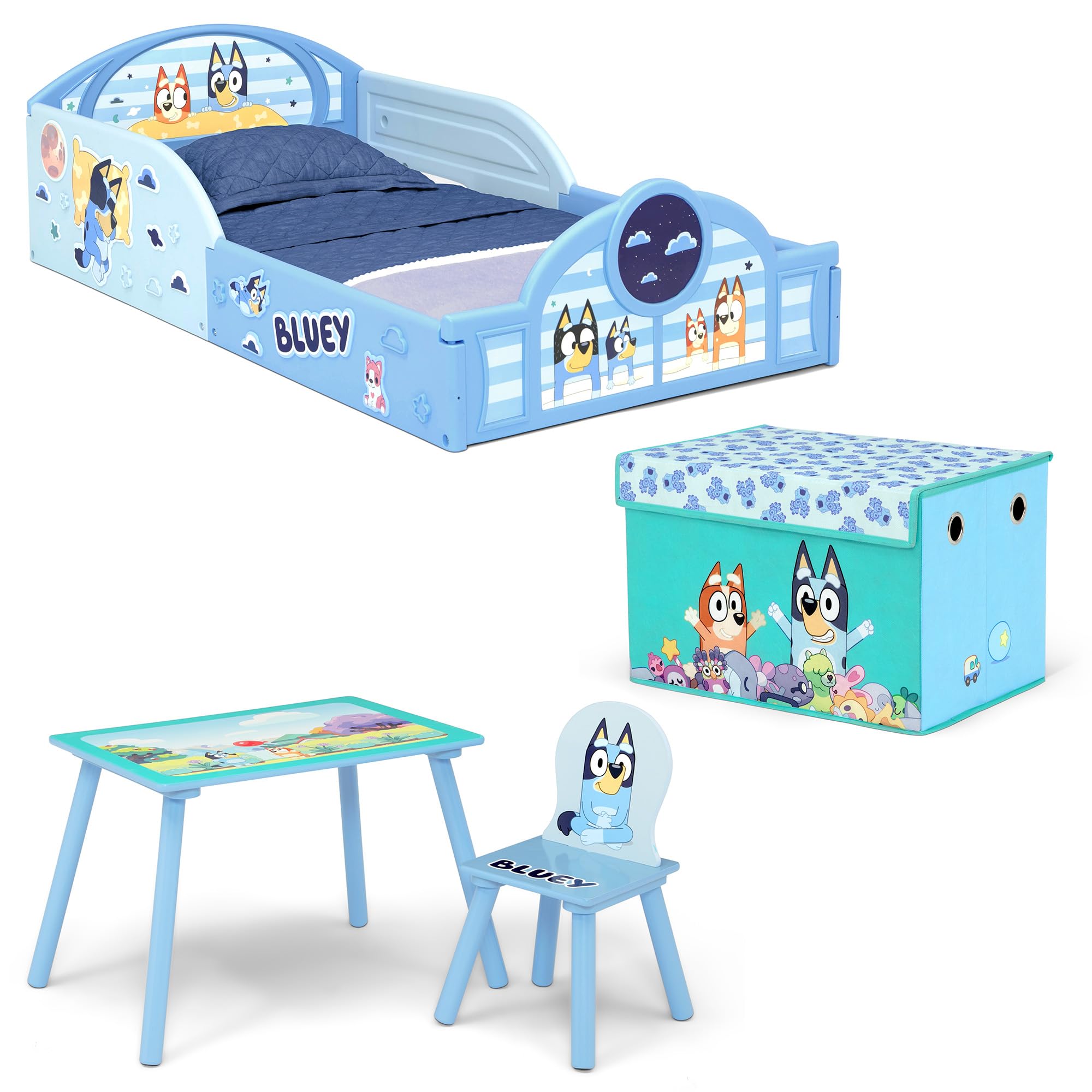Bluey 4-Piece Toddler Room-in-a-Box Set – Includes Sleep and Play
