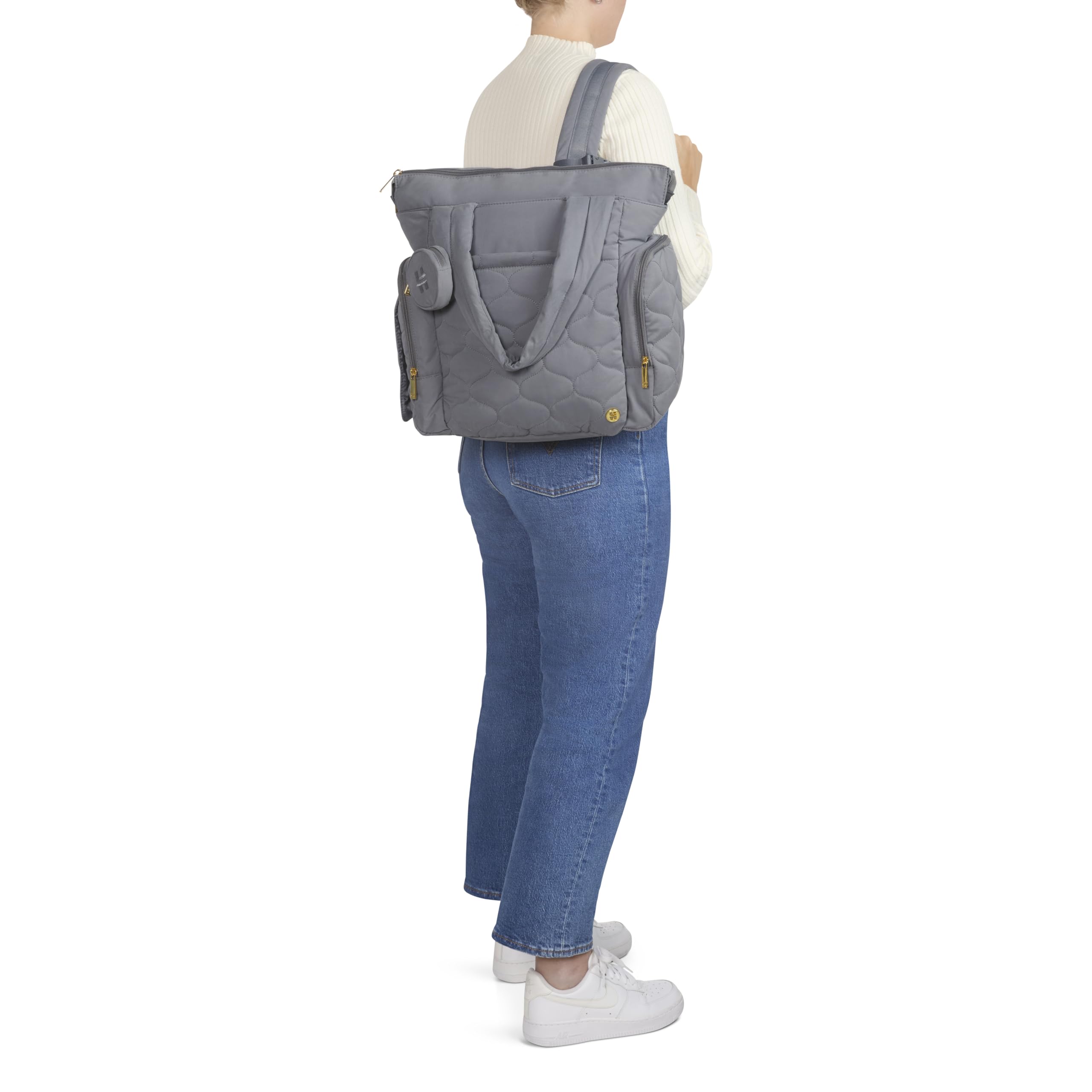 Cozy Hugpack Tote Diaper Bag, Black Quilted