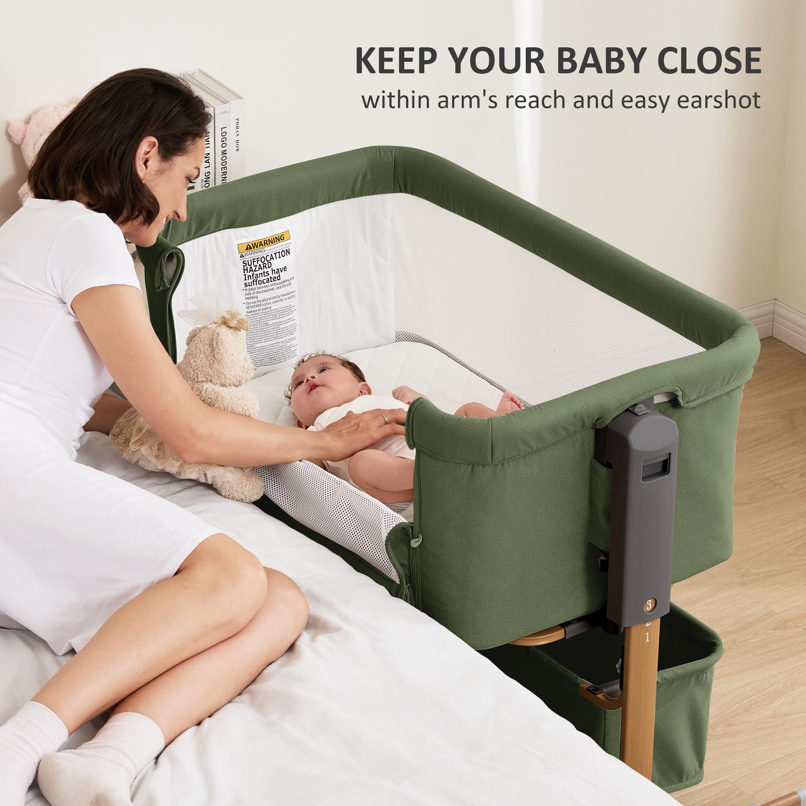 3-in-1 Adjustable Baby Bassinet with Rocking Feature