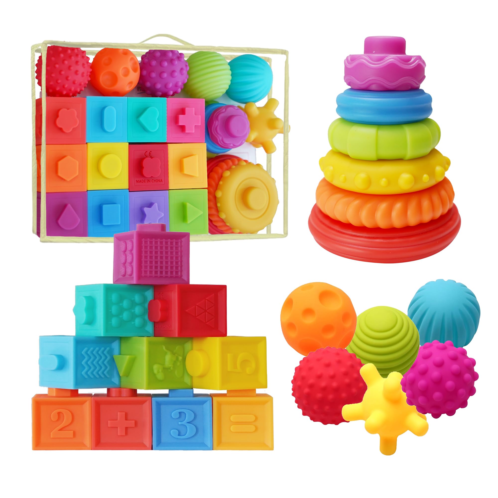 Montessori Silicone Teething Toys for Babies 6 Months + Sensory Developmental