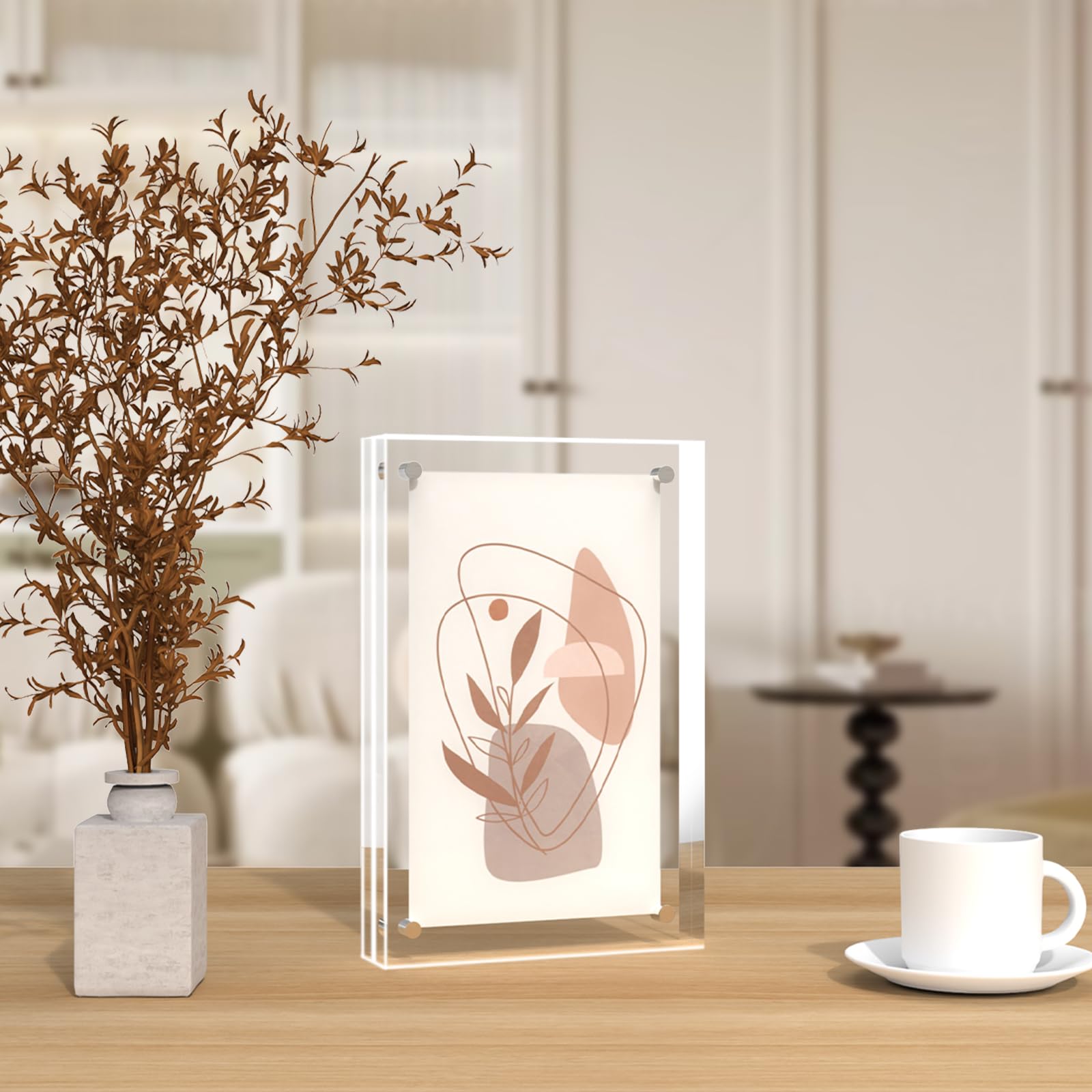 5 Pack Acrylic Frame 5x7, 20% Thicker, 24mm Thick Frameless Clear Picture Frame