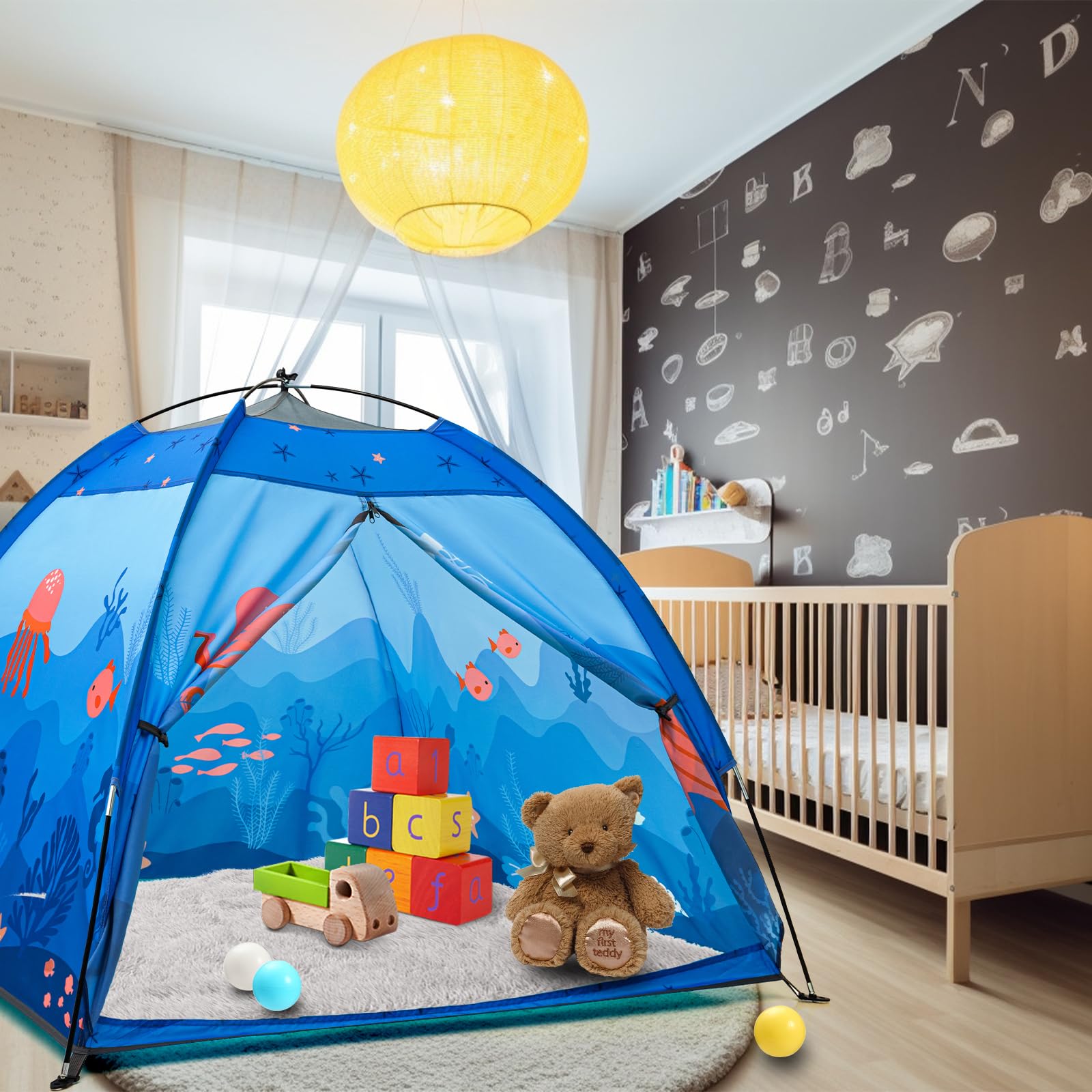 World Kids Play Tent, Kids Play Tent Foldable Pop Up Indoor Outdoor Party Undersea World