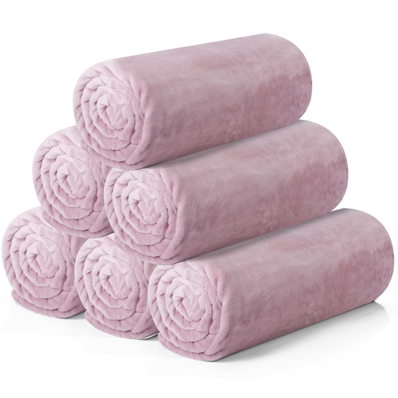 6 Pcs 50 x 60 Inch Flannel Throw Blanket Bulk Plush All Season Soft Fuzzy