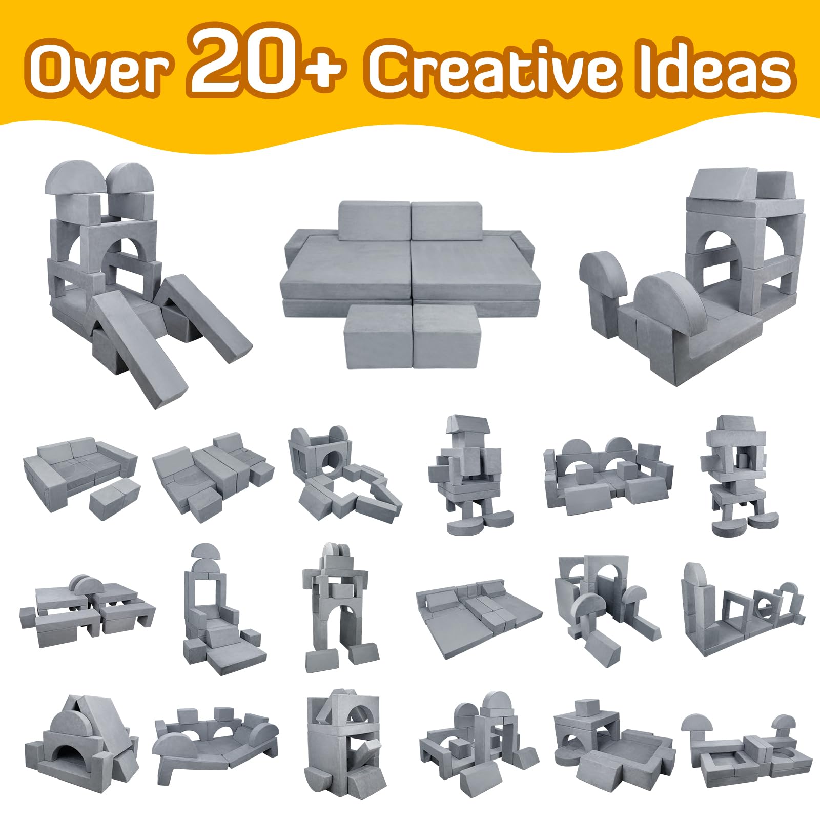 16-Piece Modular Kids Play Couch