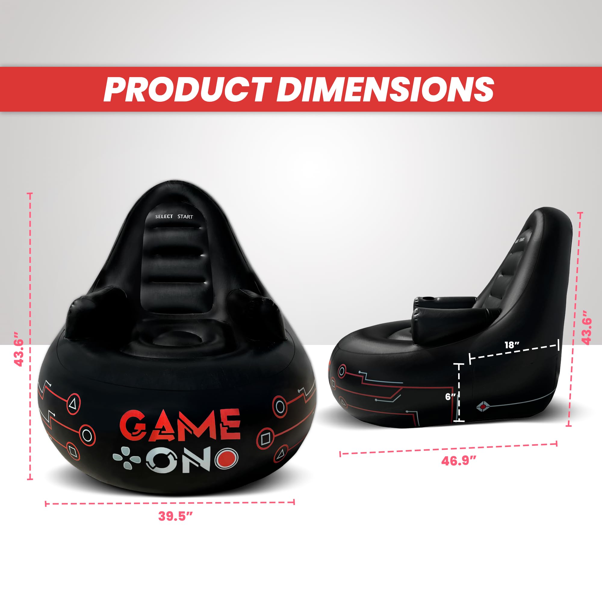 Inflatable Gaming Chair with Cup Holder and Side Pocket