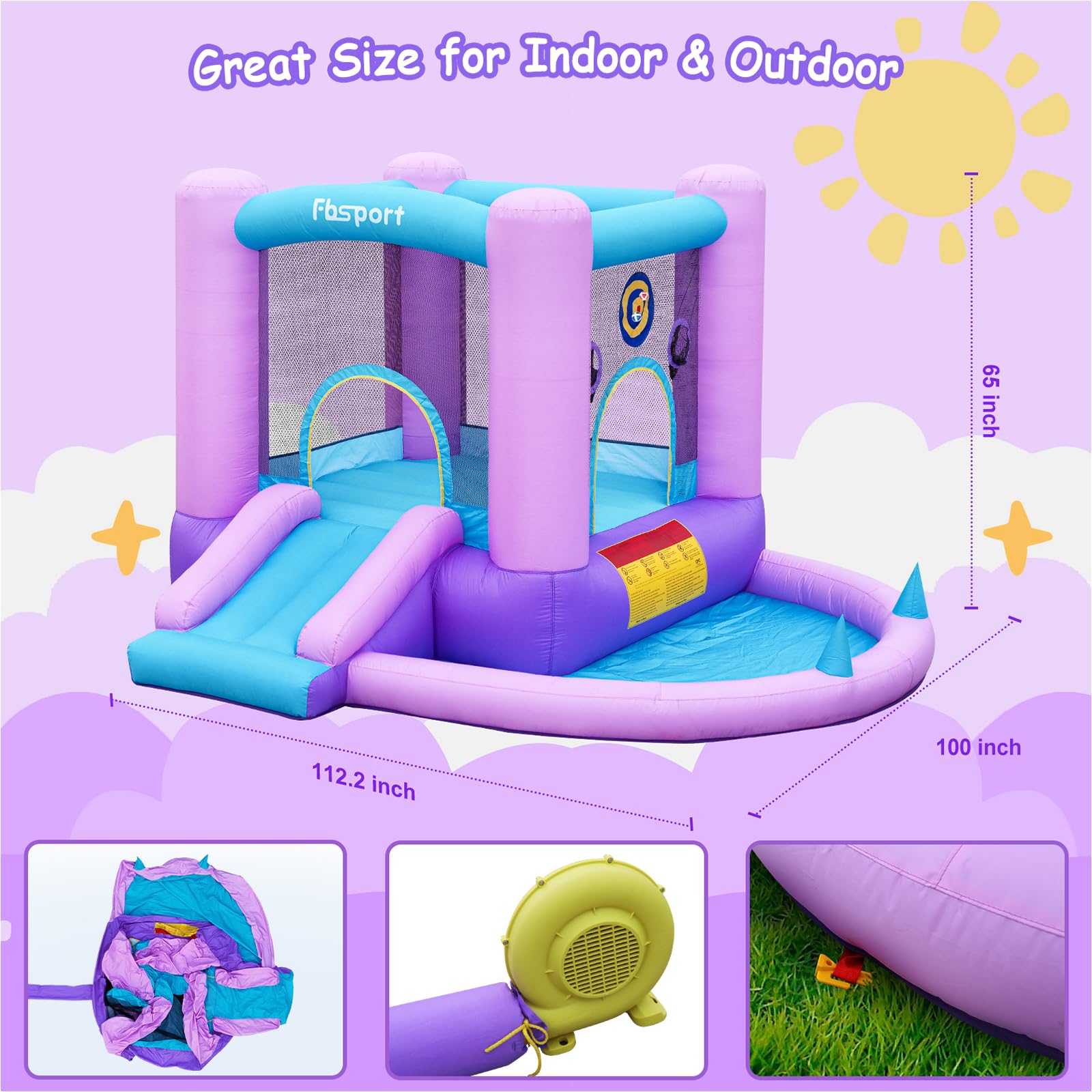 Galaxy Theme Inflatable Bounce House with Slide