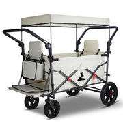 Foldable Wagon with Canopy - Collapsible Utility Cart with 2 Seats & Belt