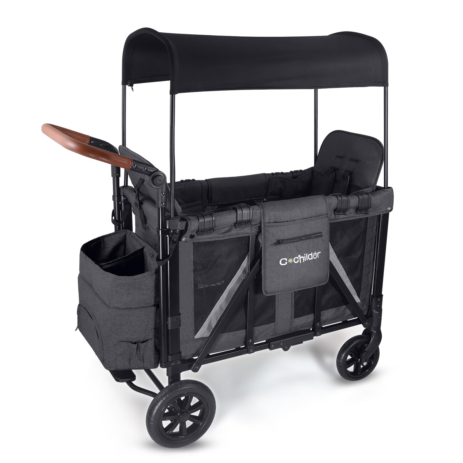 Elite 2 Seater Wagon Stroller with Removable Canopy and Safety Harness